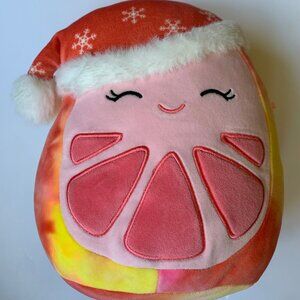 Squishmallows Christmas Citrus Plush – Holiday Grapefruit Slice with Santa Hat